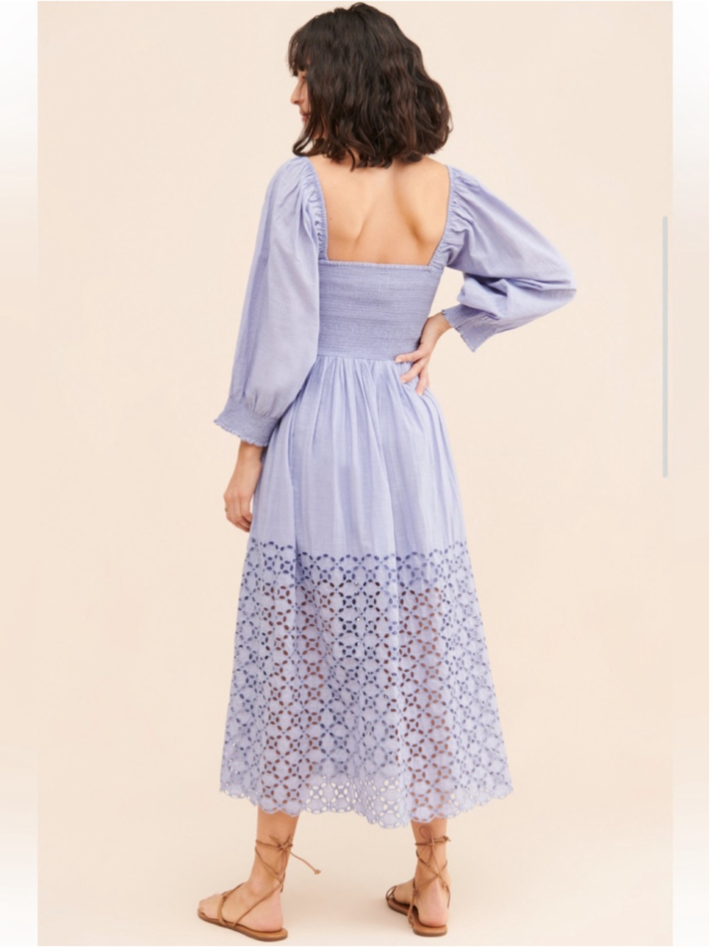 Free People Perfect Storm Smocked Eyelet Maxi Dress Lavender Purple Size S - Picture 3 of 16